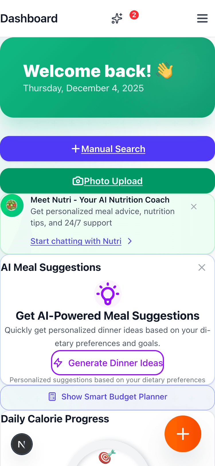 CalorieSnap Dashboard